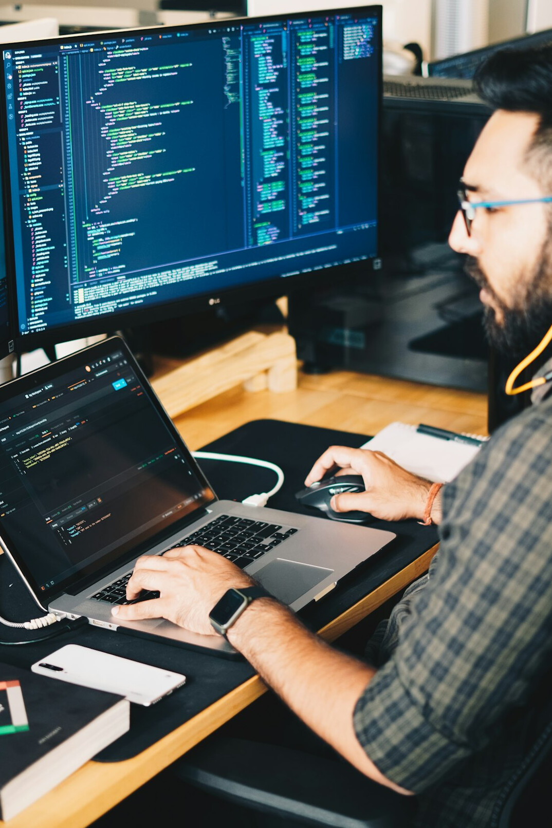 coder working on computer